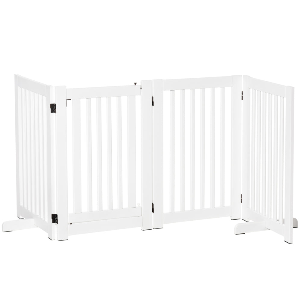 PawHut D06-046WT white four-panel pet gate — freestanding product view