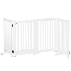 PawHut D06-046WT white four-panel pet gate — freestanding product view