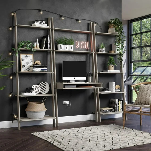 Ladder Style Book Shelf Units by Gateway Creations presented in a rustic grey finish