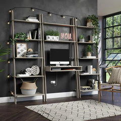 Ladder Style Book Shelf Units by Gateway Creations presented in a rustic grey finish