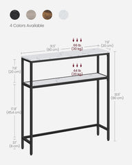 VASAGLE Console Table, 2-Tier Sofa Table, 7.9 x 31.5 x 31.5 Inches, Narrow Entryway Table, Modern Entry Table with 2 Shelves, for Living Room, Bedroom, Marble White and Ink Black ULNT130W59