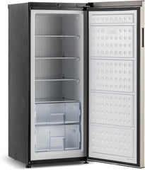 Frigidaire 10 Cu. Ft. Upright Convertible Fridge/Freezer, Reversible Door, Removable Glass Shelves, Adjustable Controls, Platinum Finish