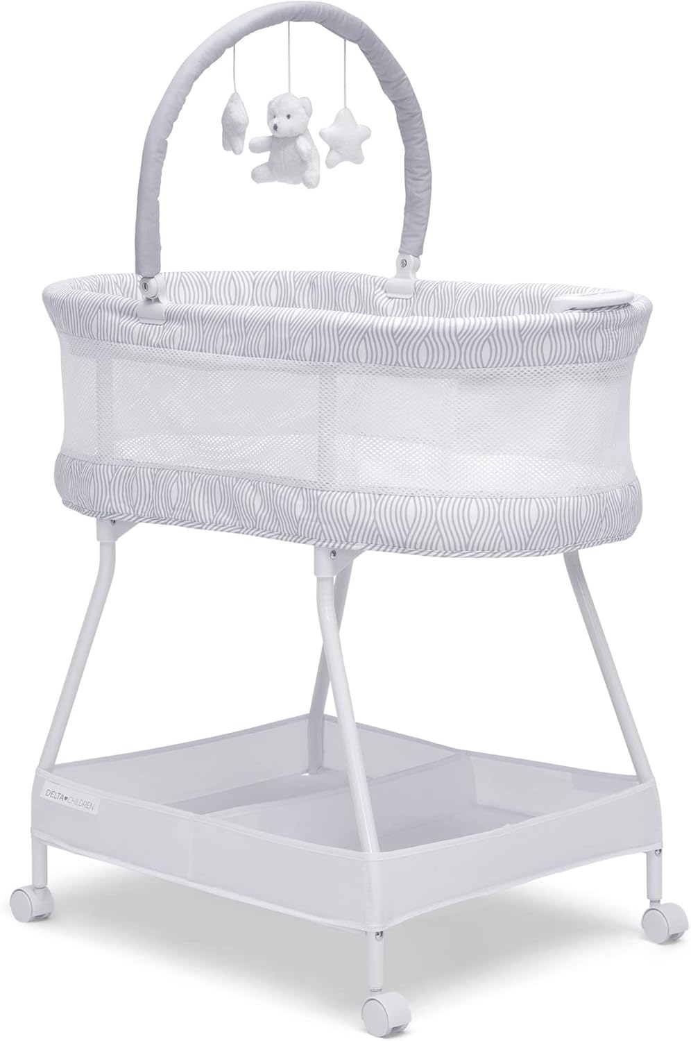Delta Children Adjustable, fabric, Mesh, White/Grey, Bassinet