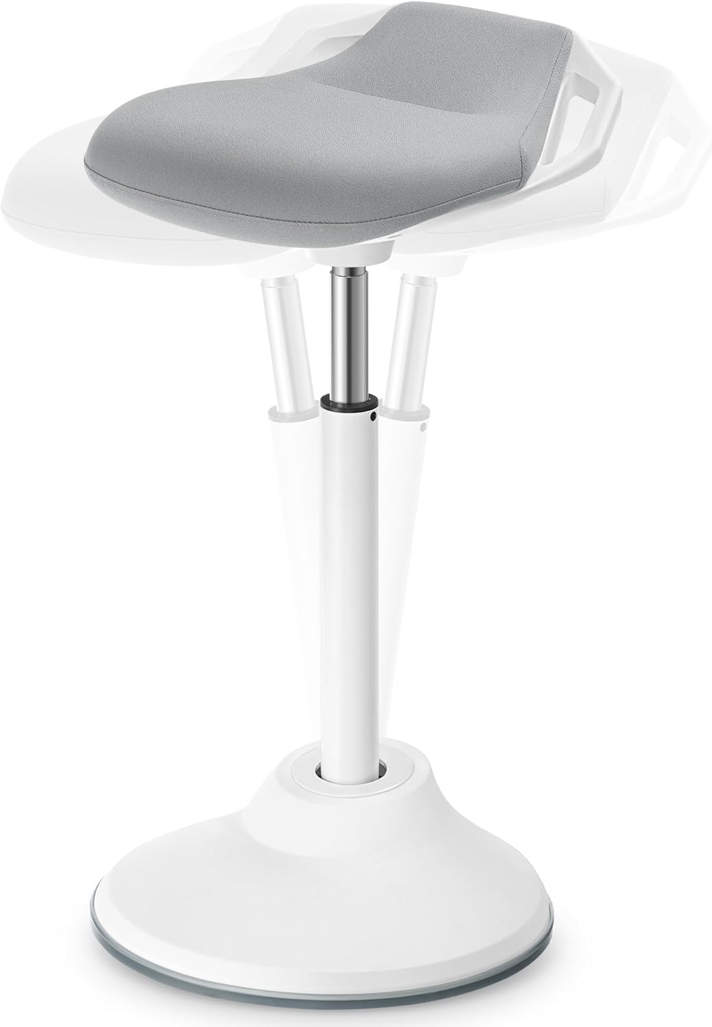 SONGMICS Standing Desk Chair, Adjustable Ergonomic Wobble Stool, 23.6-33.3 Inches Drafting Chair, Swivel Sitting Balance Stool, Fabric Upholstery, Anti-Slip Bottom Pad, Dove Gray UOSC002G01