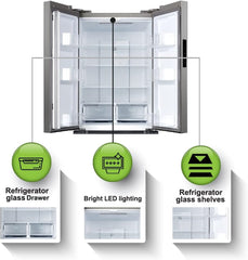 Hamilton Beach, 17.7 cu. ft. Countertop Depth Side-by-Side French Door Refrigerator in Stainless Steel Look