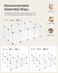 SONGMICS 20 Panels Pet Playpen with Floor, Small Animal Playpen, Pet Fence Indoor, DIY Plastic Enclosure for Guinea Pigs, Bunny, Hamsters, Hedgehogs, 49.2 x 24.8 x 16.5 Inches, White ULPC001W01
