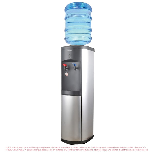 Frigidaire EFWC519 stainless steel water cooler angled view with top loading bottle
