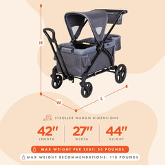 Baby Trend Expedition 2-in-1 Stroller Wagon PLUS, Ultra Grey