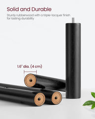 VASAGLE Solid Wood Coat Rack, Free Standing Hall Coat Tree with 8 Hooks, 3 Height Options, for Coats, Hats, Bags, Purses, for Entryway, Hallway, Rubberwood Hooks and Pole, Ink Black URCR010B01