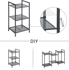 SONGMICS 3-Tier Storage Rack, Bathroom Shelf, Extendable Plant Stand with Adjustable Shelf, for Bathroom, Living Room, Balcony, Kitchen, Black UBSC33BK
