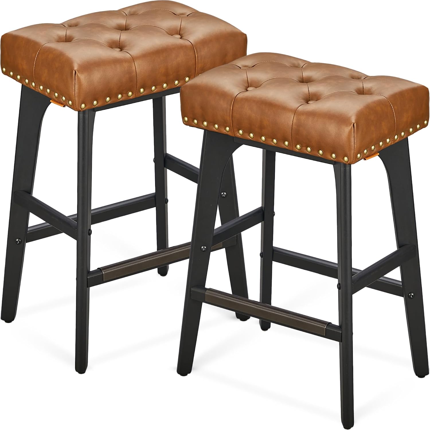 VASAGLE Upholstered Bar Stools — Brown and Black LBC085K01