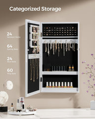 SONGMICS Lockable Jewelry Cabinet Armoire with Mirror, Wall-Mounted Space Saving Jewelry Storage Organizer, White UJJC51WT