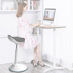 Adjustable Standing Desk Stool - Grey Seat and White Base