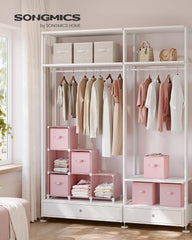 SONGMICS Cube Storage Organizer with Storage Boxes, Set of 6-Cube Organizer, 6 Collapsible Non-Woven Fabric Bins, Customizable, Space-Saving, Bedroom, Jelly Pink ULPC062R01