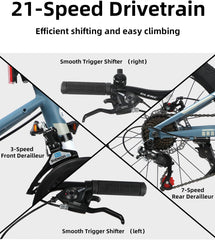 Glerc: Sky Line MTB MTB 20 inch / 24 inch Children's Bicycle On-Road Off-Road Boys Girls Elementary School Students Street Riding School 21 Speed Front Suspension Disc Brakes 3 Colors Available