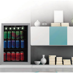 Frigidaire Beverage Fridge Refrigerator with Glass Door, Compact Mini Fridge with Digital Temperature Control Fits 87 Cans or 24 Bottles - 19.29" D x 25" W x 17.51" H, Silver