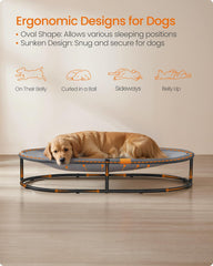 Feandrea Pet Bed, Cat Hammock, Elevated Cat Bed for Multiple Cats, with Removable Washable Mesh, for Pets up to 120 lb, Oval, Gray UPCB005G01