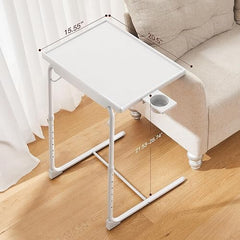 HUANUO Adjustable Folding TV Tray — White HNTT-W — side view