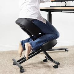 Ergonomic Kneeling Chair, Adjustable Stool for Home and Office - Improve Your Posture with an Angled Seat - Thick Comfortable Moulded Foam Cushions - Brake Casters