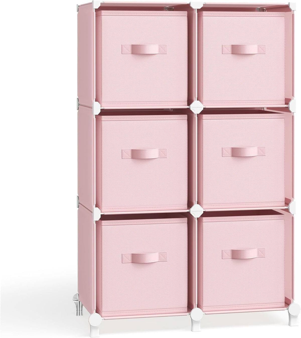 SONGMICS Cube Storage Organizer with Storage Boxes, Set of 6-Cube Organizer, 6 Collapsible Non-Woven Fabric Bins, Customizable, Space-Saving, Bedroom, Jelly Pink ULPC062R01