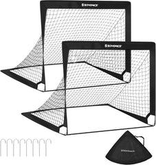 SONGMICS Kids Soccer Goals for Backyard, 4x3 ft Portable Soccer Nets Training Equipment, Toddler Soccer Goal with Carrying Bag, for Field