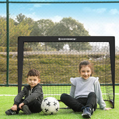 SONGMICS Kids Soccer Goals for Backyard, 4x3 ft Portable Soccer Nets Training Equipment, Toddler Soccer Goal with Carrying Bag, for Field