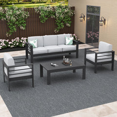 Alturas Standalone Product Aluminum Outdoor Patio Coffee Table Modern Rectangle End Table