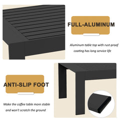 Alturas Standalone Product Aluminum Outdoor Patio Coffee Table Modern Rectangle End Table