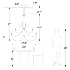 Estelle 20 - Light 47.2"W Candle Style Classic Chandelier with Wrought Iron Accents