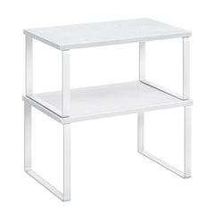 SONGMICS Stackable Kitchen Shelf Organizers - White KCS02W01 - two white shelves stacked