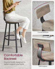 VASAGLE ULBC026B02 stool showing the curved greige backrest