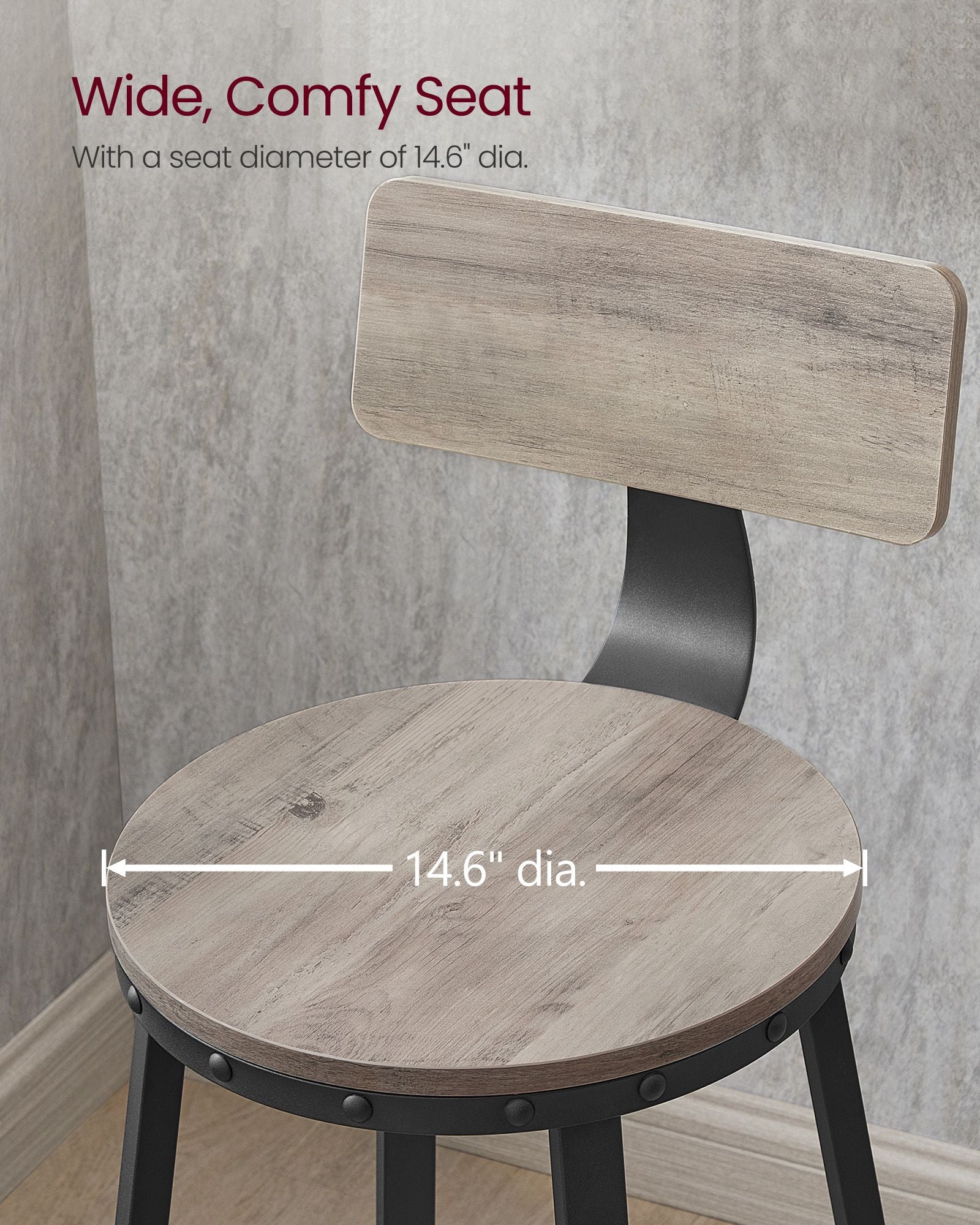 VASAGLE ULBC026B02 stool showing the greige seat and backrest