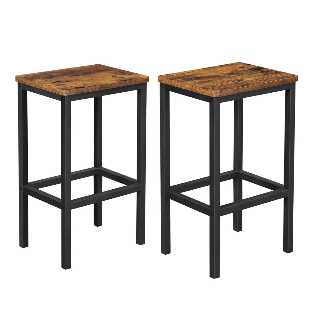 VASAGLE Counter Stools - Rustic Brown and Black LBC65X - pair of rustic brown counter stools