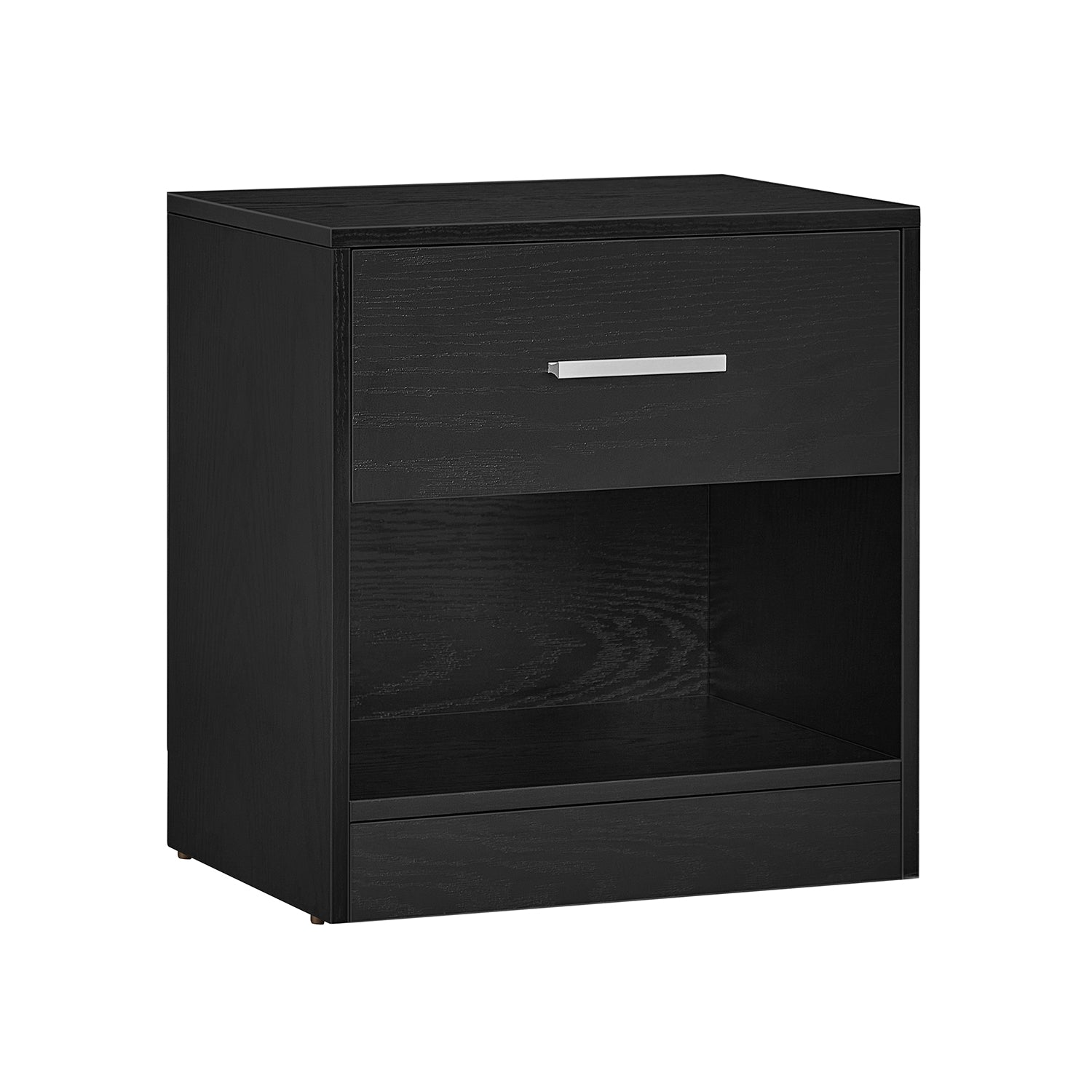VASAGLE Nightstand with Drawer and Open Shelf — Black LET619T56