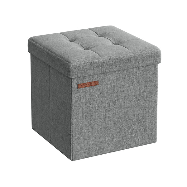 SONGMICS Folding Storage Ottoman - Light Gray LSF028G02