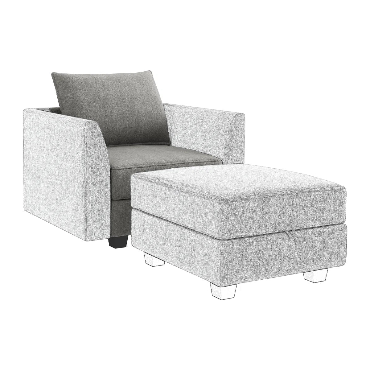 Modern Middle Seat Module For Modular Sofa Customizable Sectional Sofa