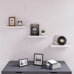 SONGMICS Floating Wall Shelves - White LWS14WT-2 - living room display arrangement