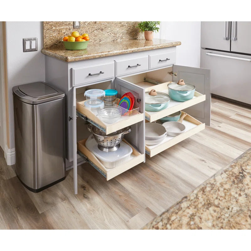 Slide-A-Shelf Custom Made-to-Fit Slide-Out Shelf with Soft Closing Full Extension Rails Wood Pull Out Cabinet Organizer