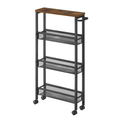 VASAGLE Slim Four-Tier Rolling Cart — Rustic Brown and Black ULRC032B01V1