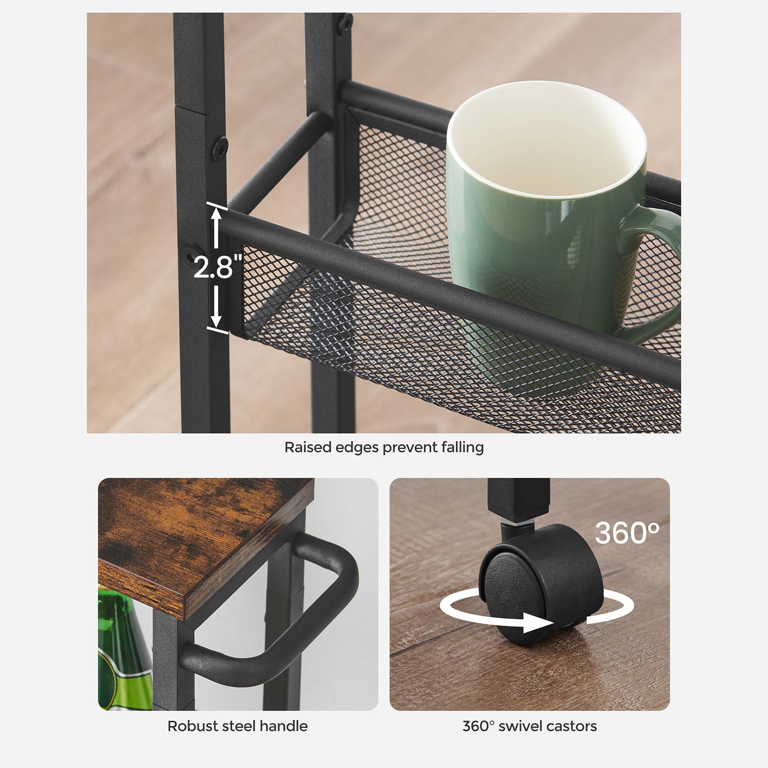 ULRC032B01V1 — mesh shelf edge handle and caster details