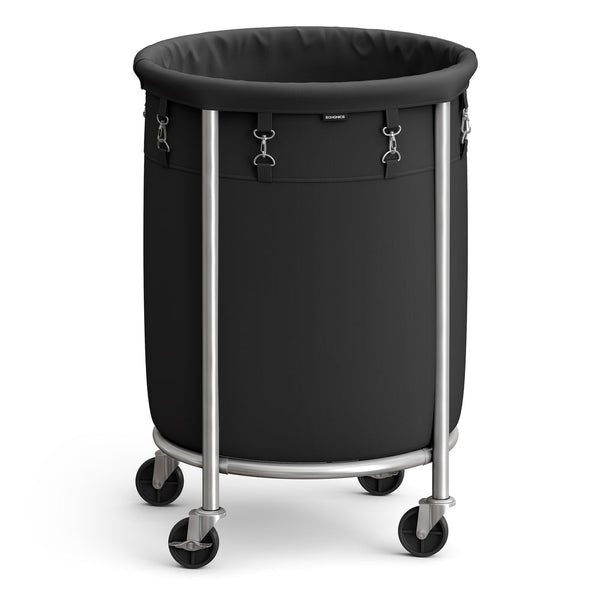 SONGMICS Round Laundry Basket on Wheels - Ink Black, 110 L URLS002B01