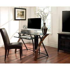 Bell'O Curved Wood Computer Desk with Keyboard Tray, 30 inch H - CD8841