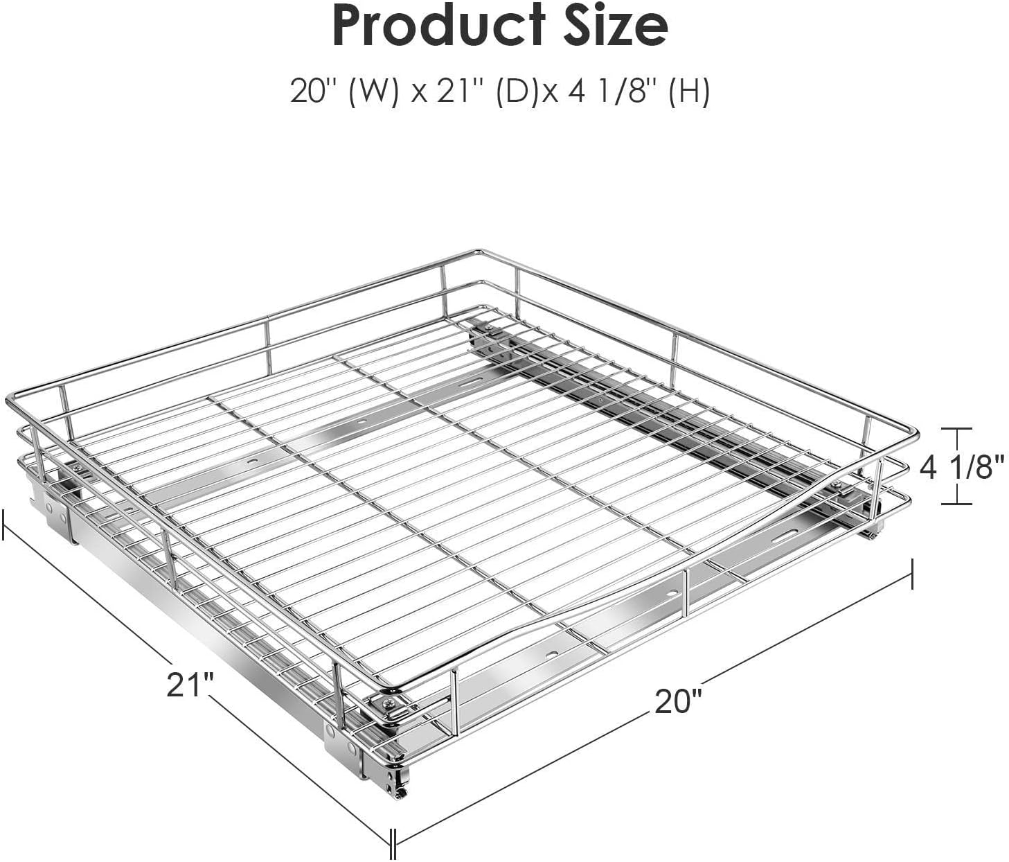 SortWise Slide-Out Cabinet Organizer — Chrome, 20 in Wide — catalogue dimensions