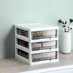 3-Tier Multifunctional Desk Desktop Drawer Organizer Plastic Storage Boxes Containers - Moustache® - White