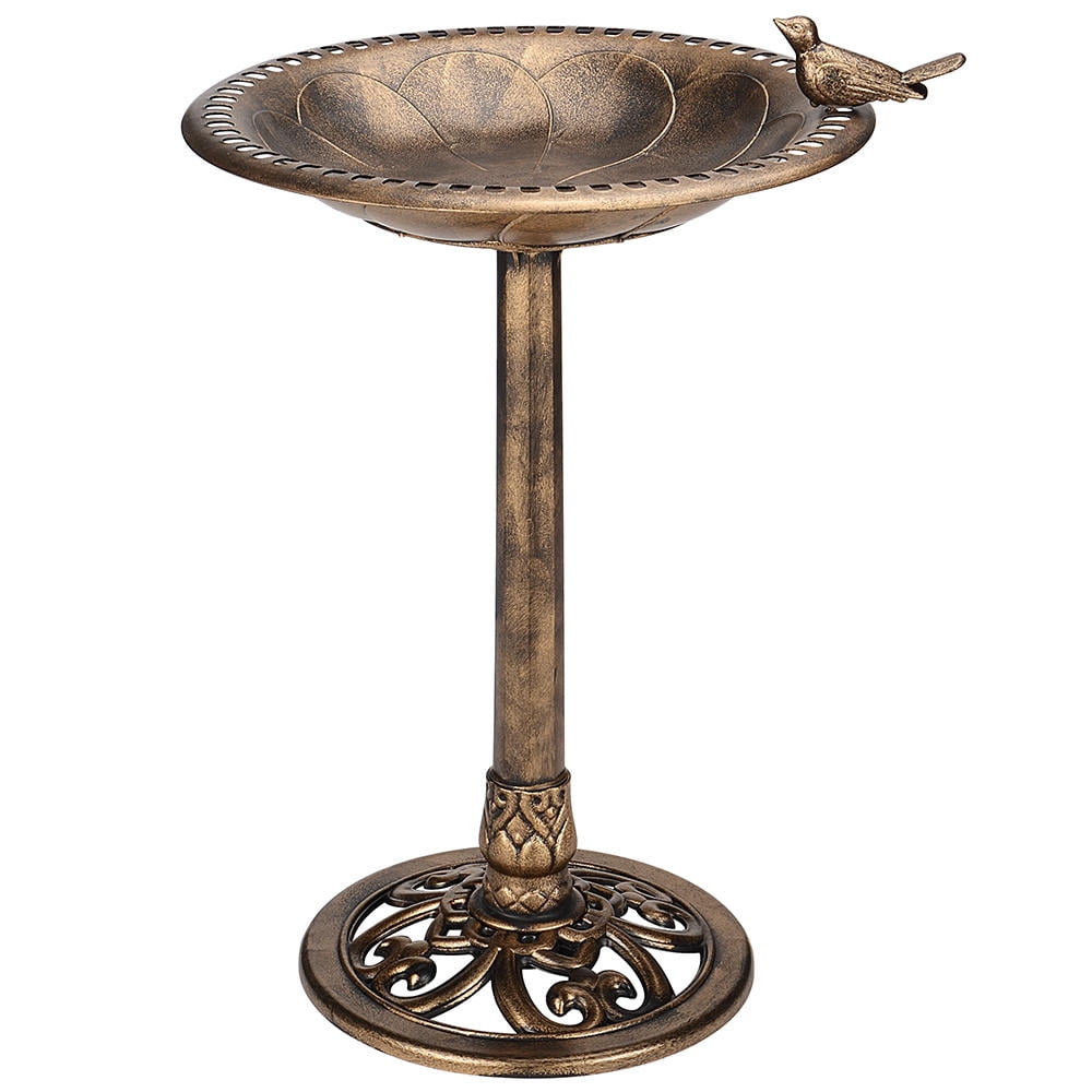LB-GW-28 — full pedestal bird bath angled view