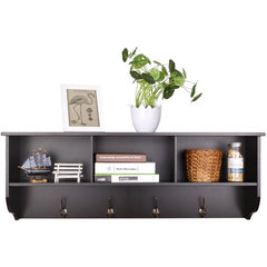 Homfa Hanging Entryway Shelf, 38.6’’ Wall Mounted Storage Cabinets Coat Rack with 4 Dual Hooks for Hallway, Bathroom, Living Room