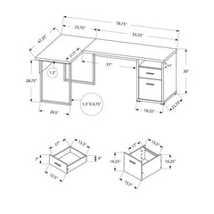 Monarch Specialties Computer Desk, Home Office, Corner, Left, Right Set-up, Storage Drawers, 80"l, L Shape, Work, Laptop, Metal, Laminate, Brown, Grey, Contemporary, Modern