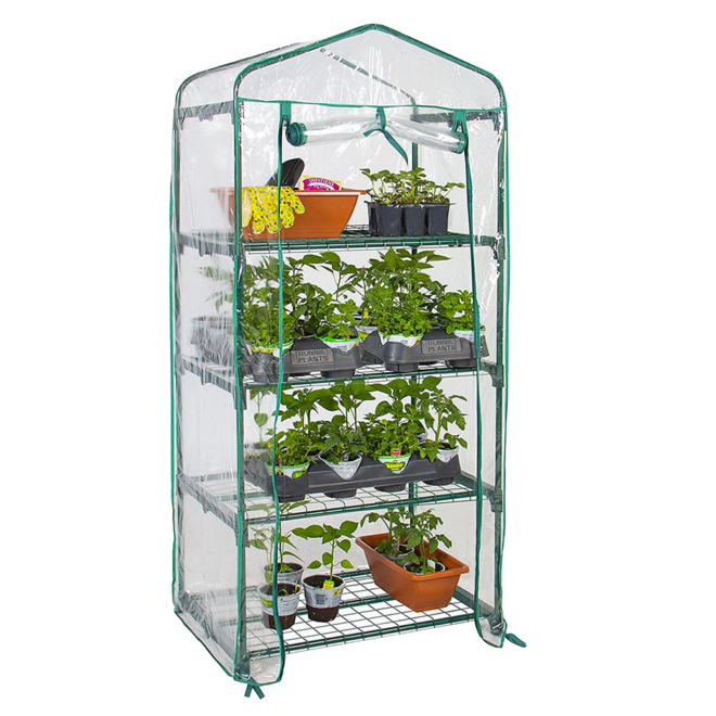 4 Tier Portable Mini Greenhouse With Clear Cover Garden Plants Warm House - Yardlab™