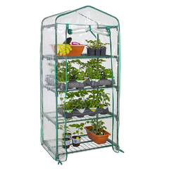 4 Tier Portable Mini Greenhouse With Clear Cover Garden Plants Warm House - Yardlab™